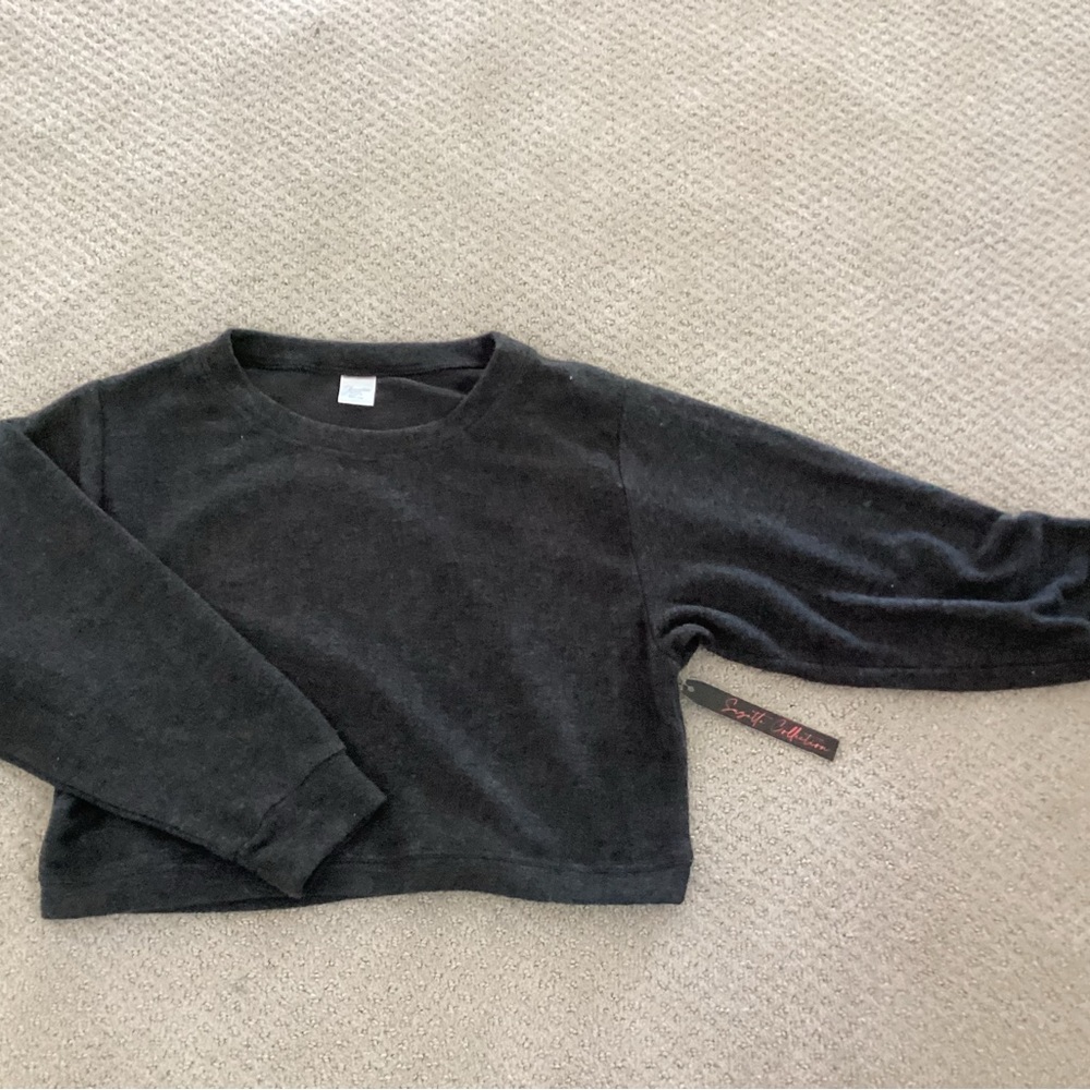 Kids Black Cropped Sweatshirt - Cozy Everyday Top